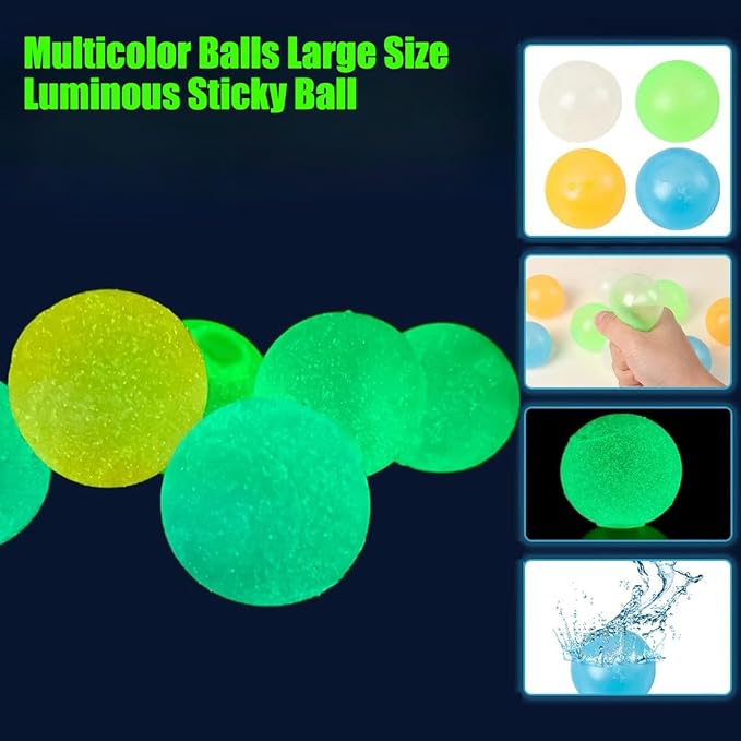 Glow in the Dark Sticky Balls for Ceiling & Wall (4 PCS)