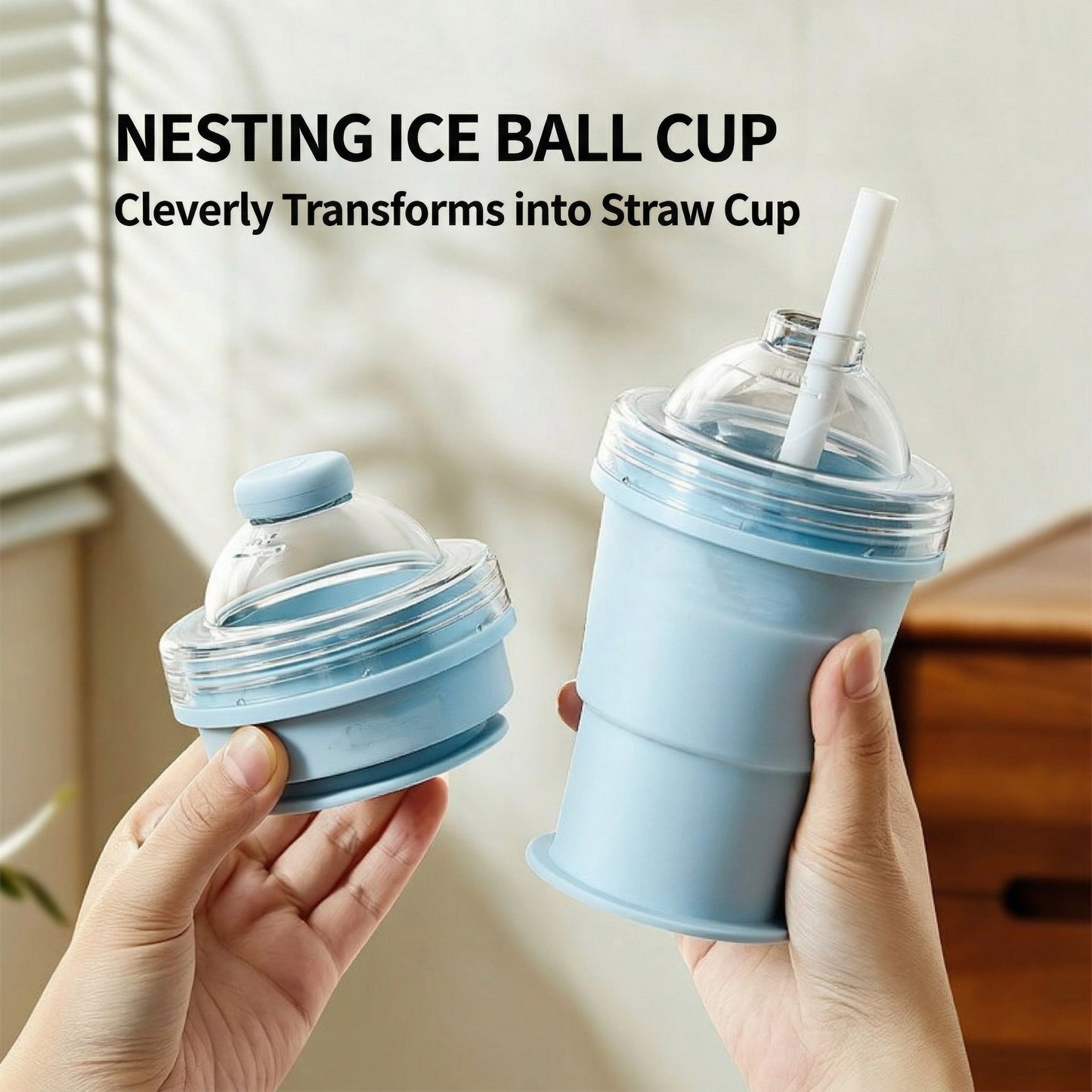 New Portable Silicone Folding Ice Hockey Cup With Built-in Straw