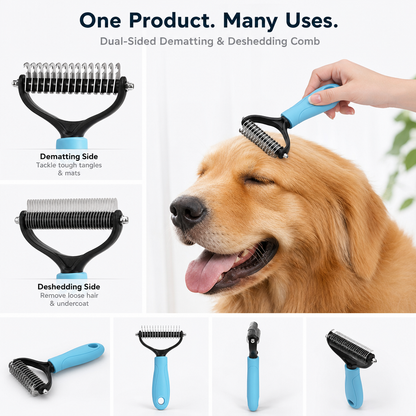 Dual-Sided Pet Grooming Comb for Dogs & Cats
