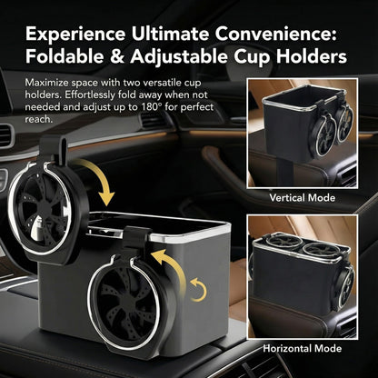 Armrest Storage Box with 2 Cup Holders