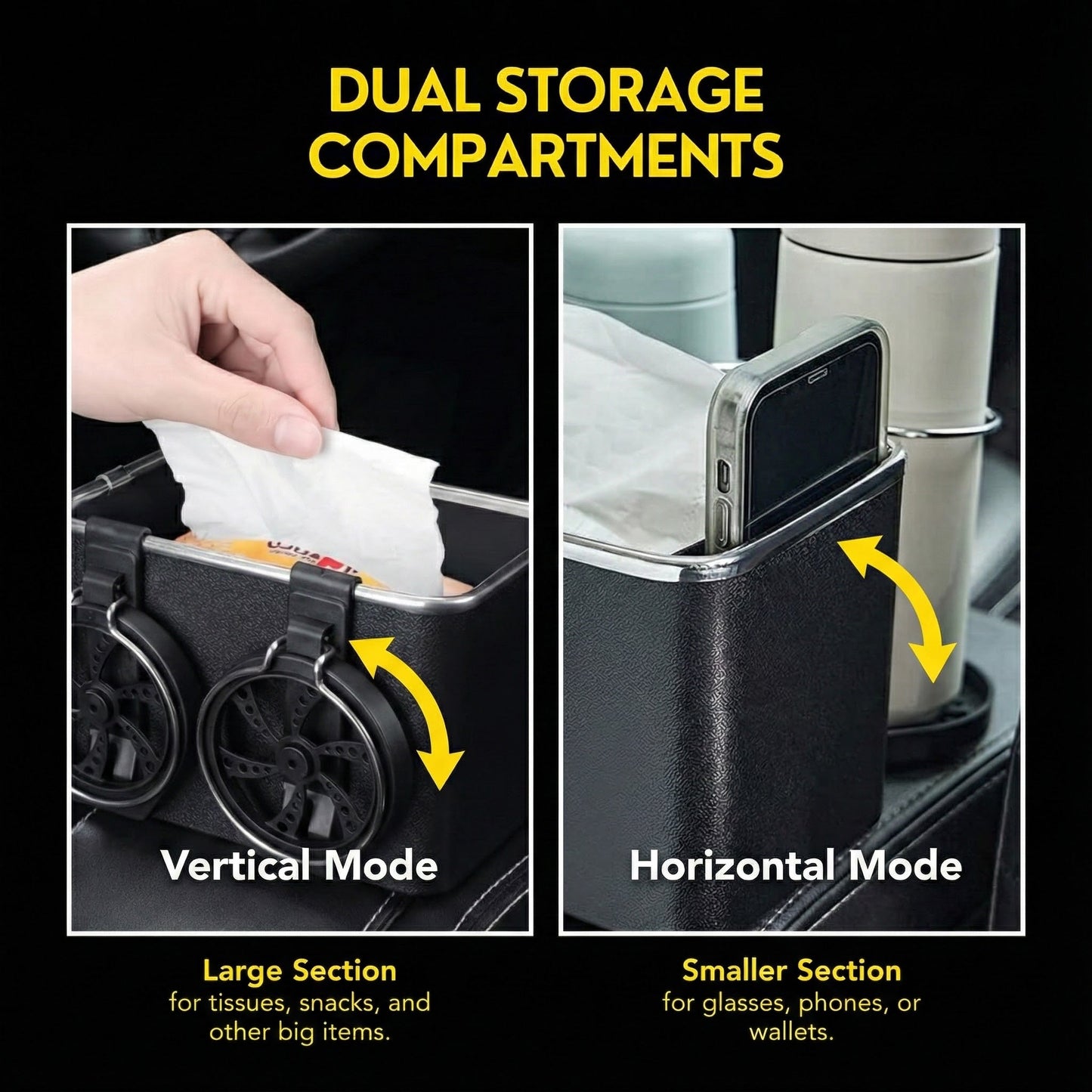 Armrest Storage Box with 2 Cup Holders