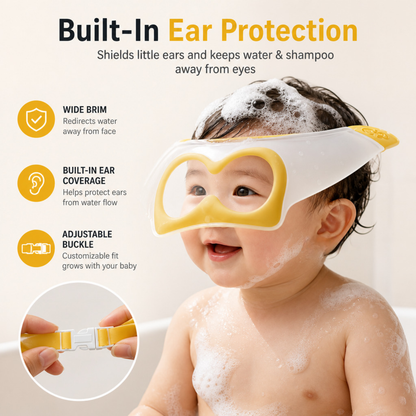 Baby Shampoo Shield – Waterproof Hair Washing Cap with Ear Protection for Kids