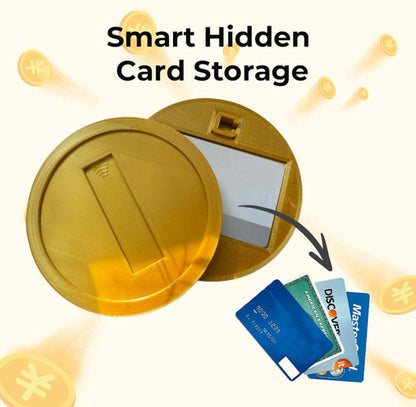 Retro Gold Coin Card Holder Credit Card Case with Hidden Slot