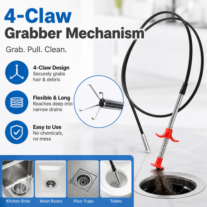 Professional Drain Cleaning Tool for Unclogging Kitchen Sinks, Bathroom Drains, and Blocked Toilets