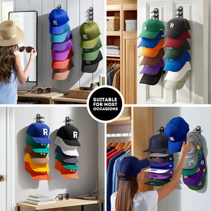Wall-Mounted Hat Rack for Baseball Caps – Holds 10 Hats