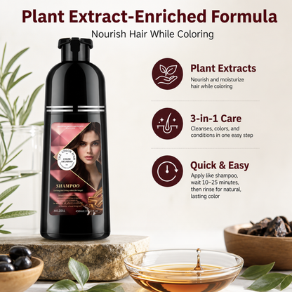 Hair Color Shampoo – 3-in-1 Quick Hair Dye with Plant Extracts