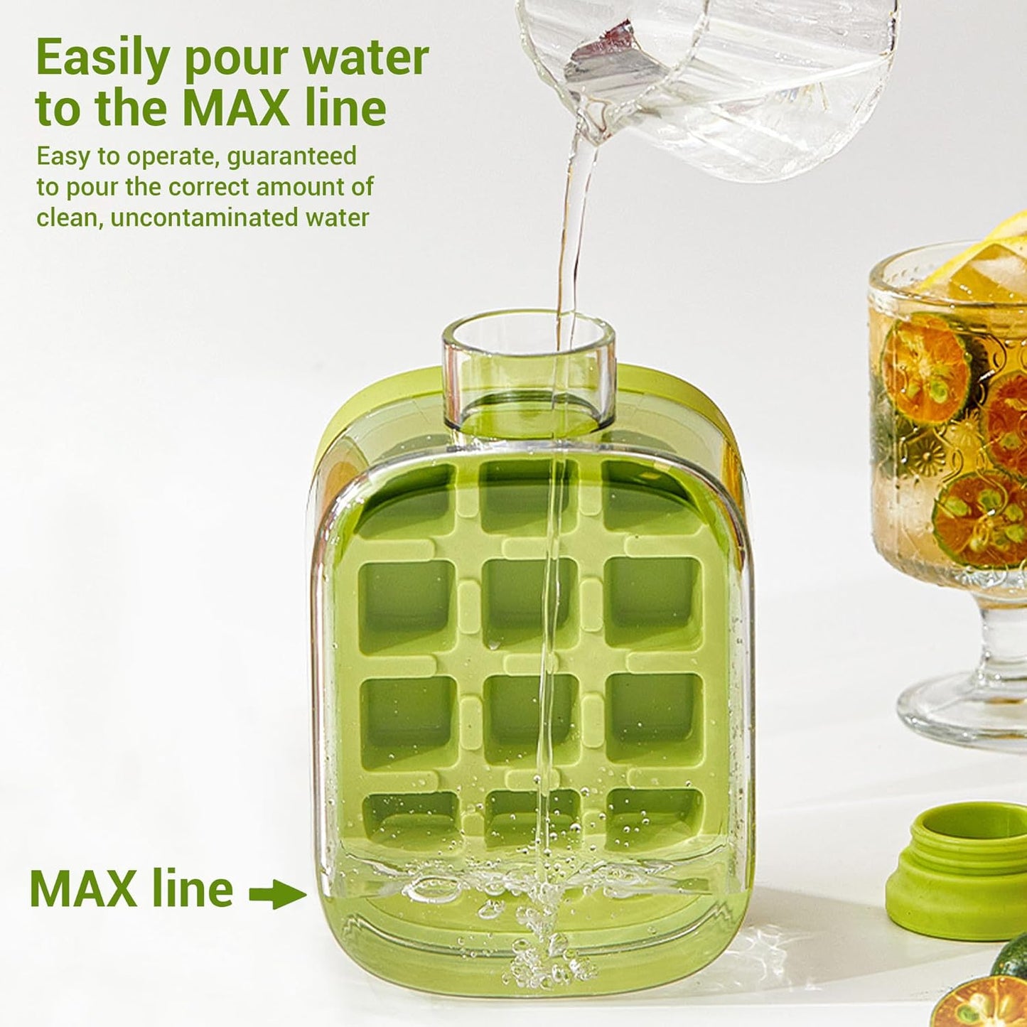 500ml Built-In Ice Cube Mold and Straw Refreshing Summer Ice Leak-Proof Bottle