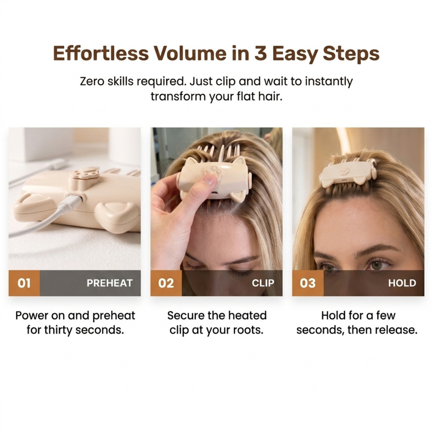 Wireless Heated Volumizing Root Lift Clip