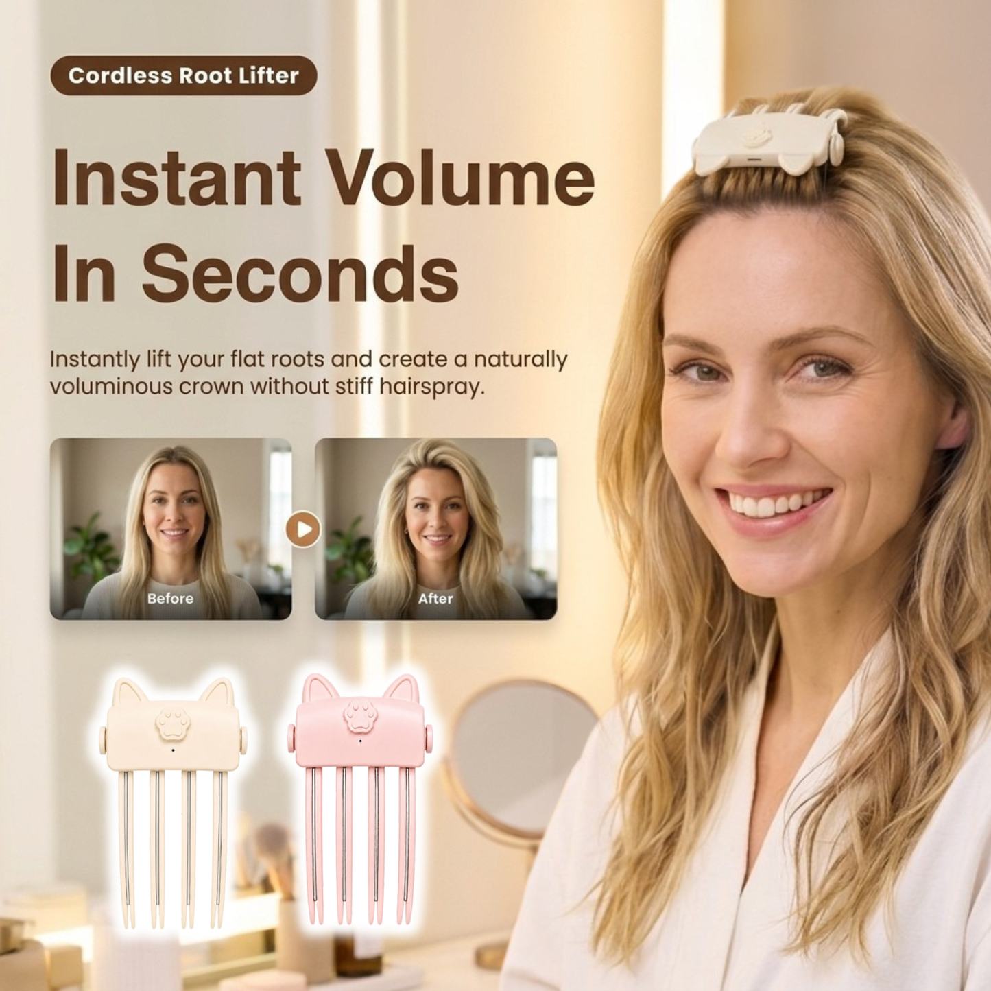 Wireless Heated Volumizing Root Lift Clip