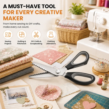 Professional Pinking Shears – Sharp Serrated Fabric Scissors for Clean Zigzag Edges