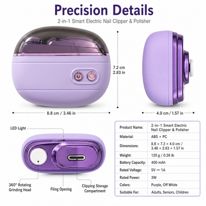 2-in-1 Smart Electric Nail Clipper & Polisher