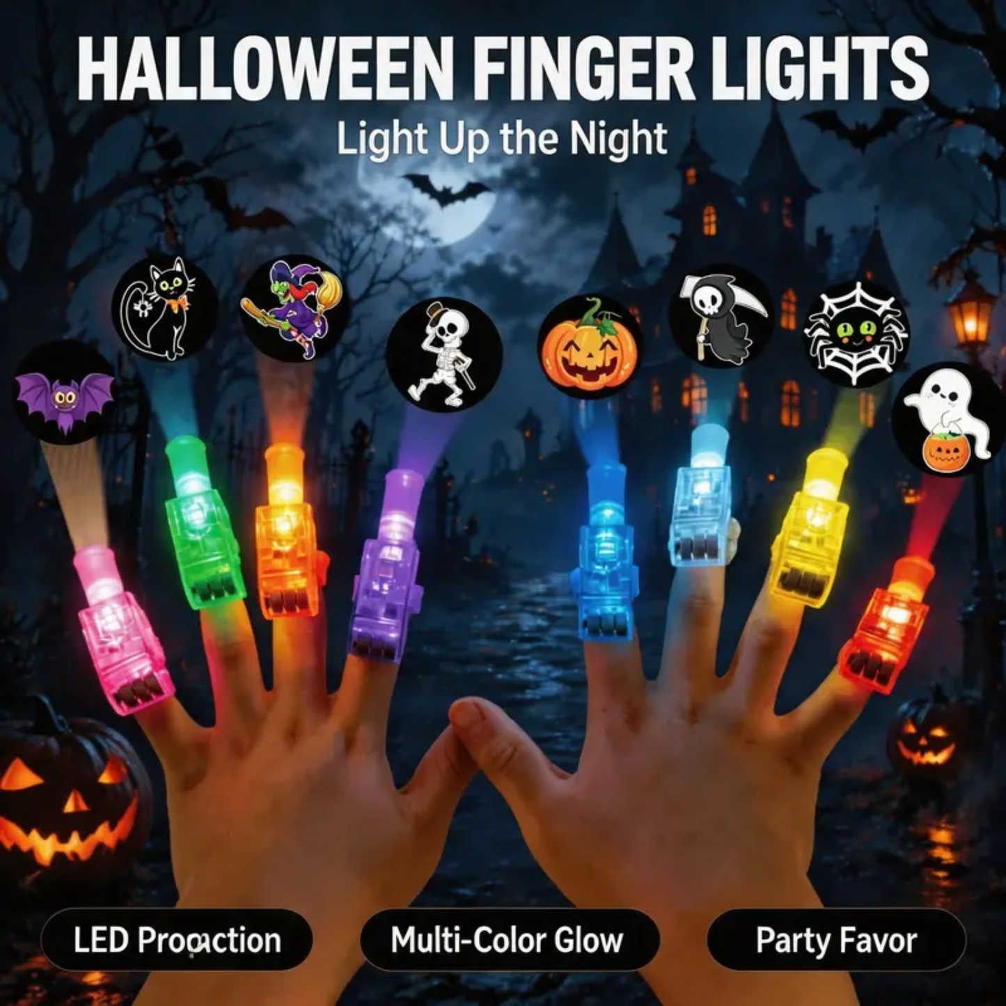 Halloween LED Finger Projection Lights (4PCS/Set)