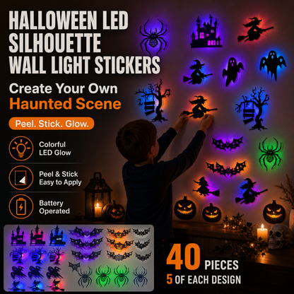 Halloween LED Silhouette Wall Light Stickers (40PCS/PACK)