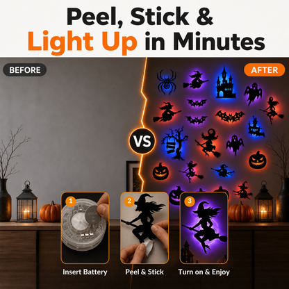 Halloween LED Silhouette Wall Light Stickers (40PCS/PACK)