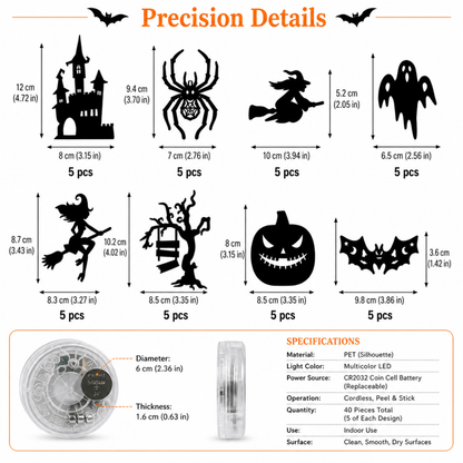 Halloween LED Silhouette Wall Light Stickers (40PCS/PACK)