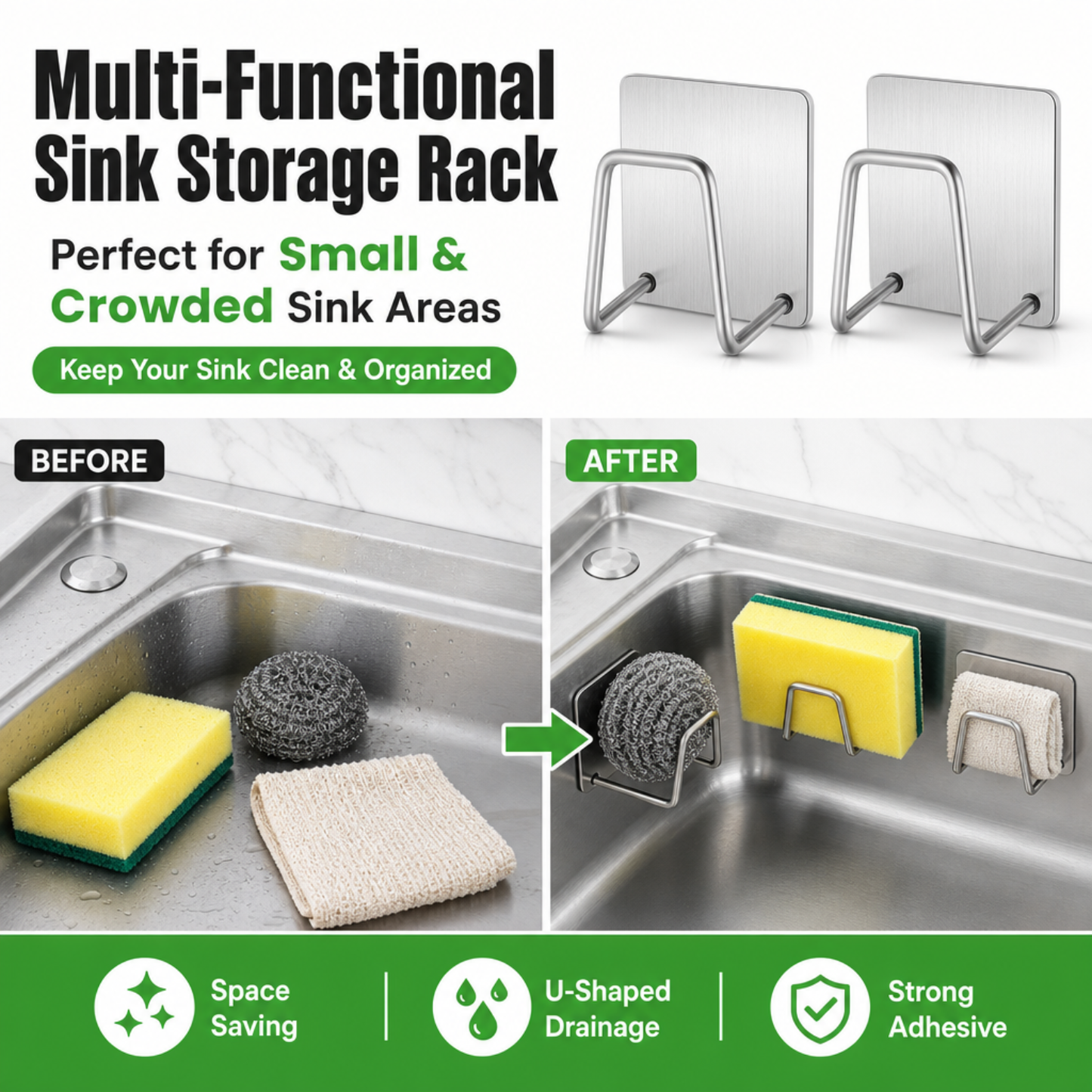 Multi-Functional Sink Storage Rack