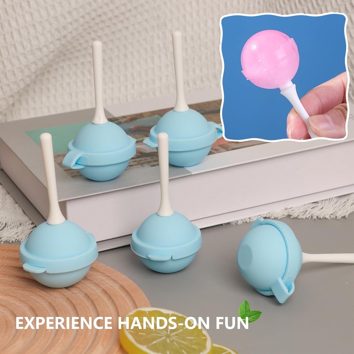 4PCS Lollipop Ice Cream Molds Popsicle Molds with Sticks