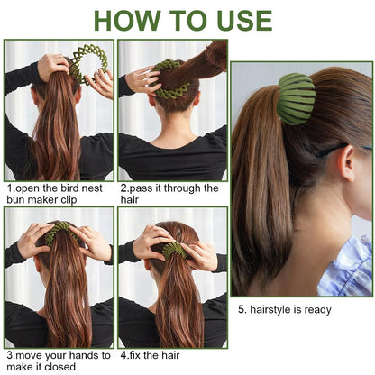 4PCS Bird Nest Hair Clips Expandable Hair Bun Maker Hair Accessories