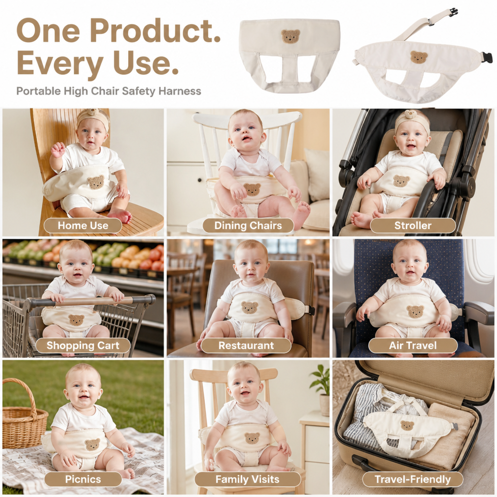 Portable Baby High Chair Safety Harness