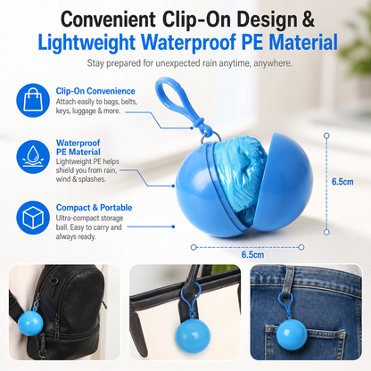 Disposable Emergency Rain Poncho Ball Set