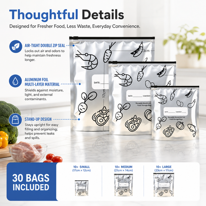 Reusable Aluminum Foil Food Storage Bags