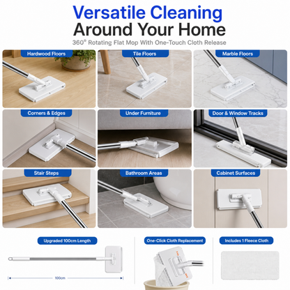 360° Rotating Flat Mop with One-Touch Cloth Release