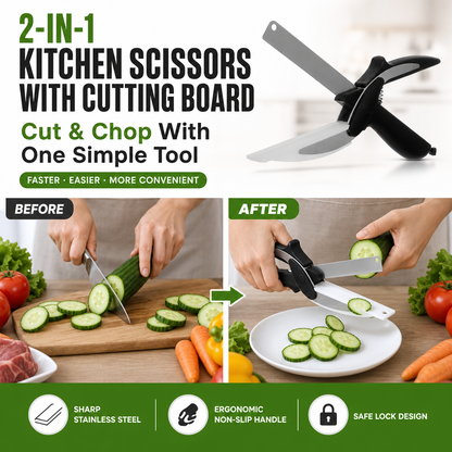 2-in-1 Kitchen Scissors with Cutting Board