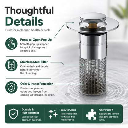 Sink Stopper Hair Catcher Sink Drain Strainer (2PC)