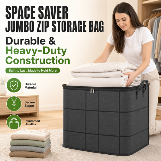 Space Saver Jumbo Zip Storage Bag - Fits 3x More in Half the Space