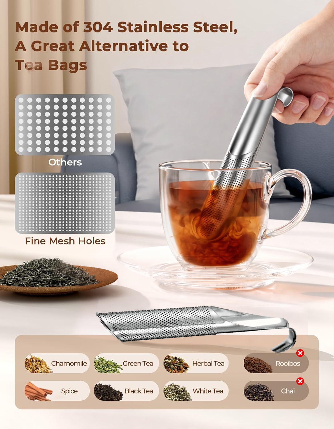 2-in-1 Tea Scoop Infuser Fine Mesh Tea Strainers