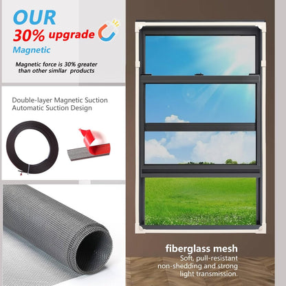 DIY Fiberglass Mesh Adjustable Magnetic Window Screen For House Windows