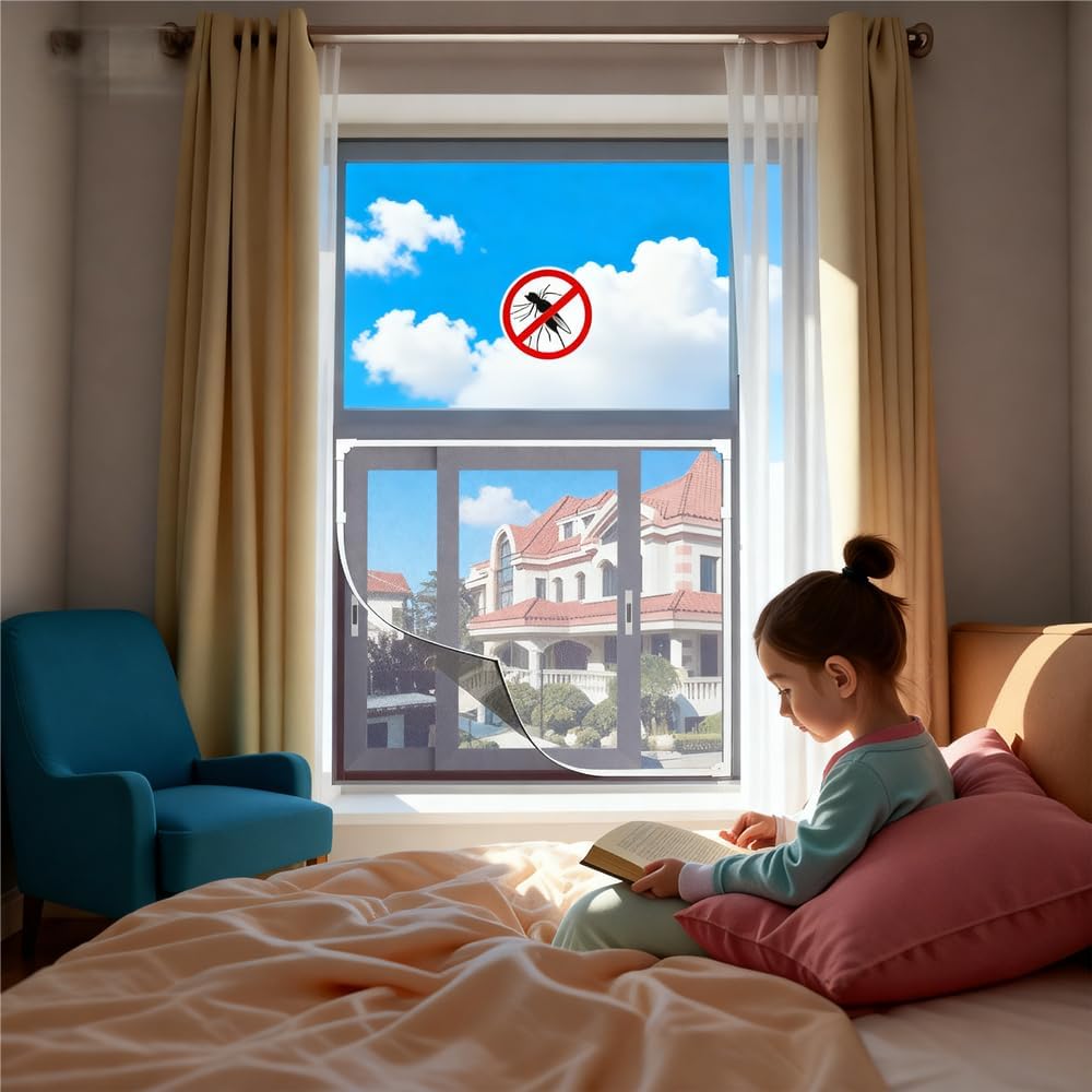 DIY Fiberglass Mesh Adjustable Magnetic Window Screen For House Windows