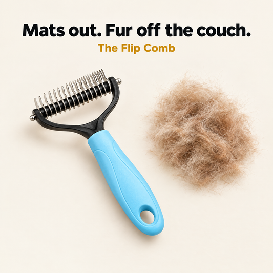 Fluxraa Flip Comb next to brushed-out undercoat