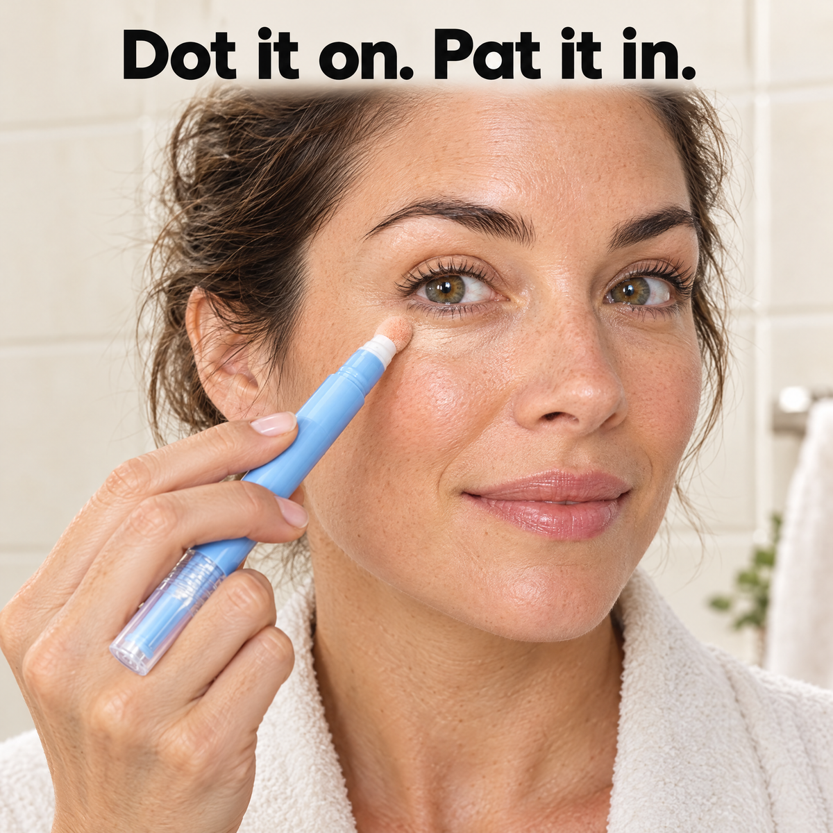 Dotting the BrightLift pen under the eye