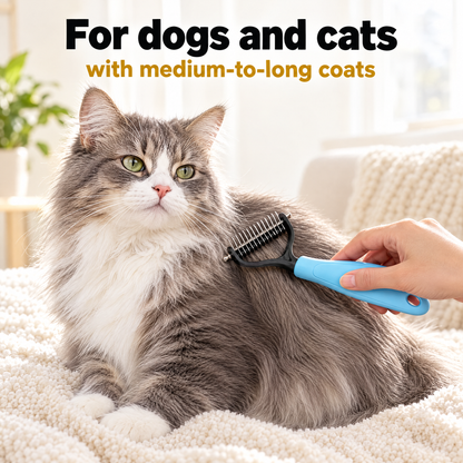 Combing a long-haired cat