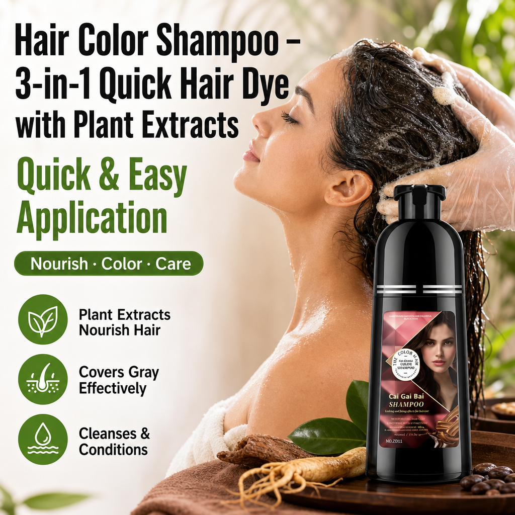 Hair Color Shampoo – 3-in-1 Quick Hair Dye with Plant Extracts