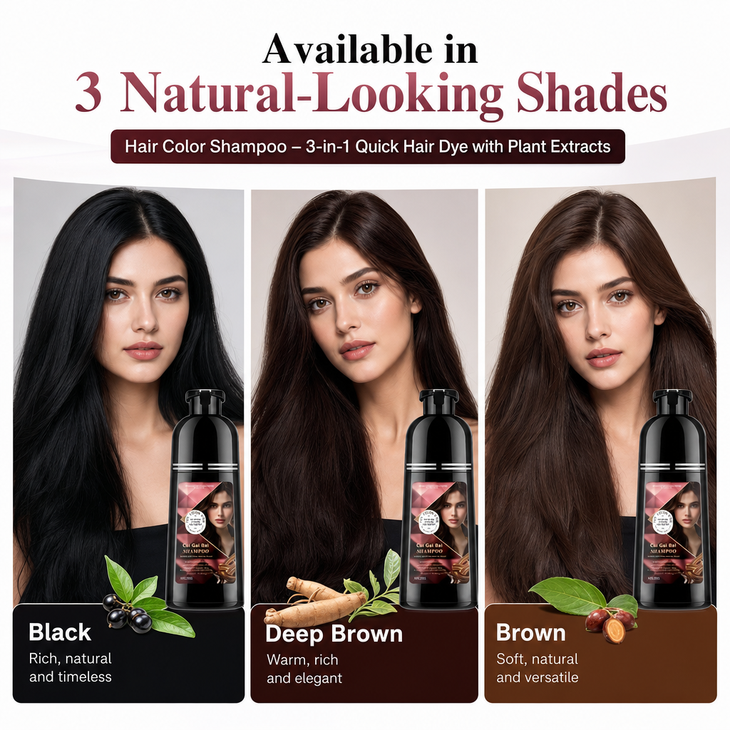 Hair Color Shampoo – 3-in-1 Quick Hair Dye with Plant Extracts
